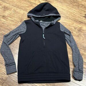 Ivivva black cozy panel neck hoodie grey sleeves